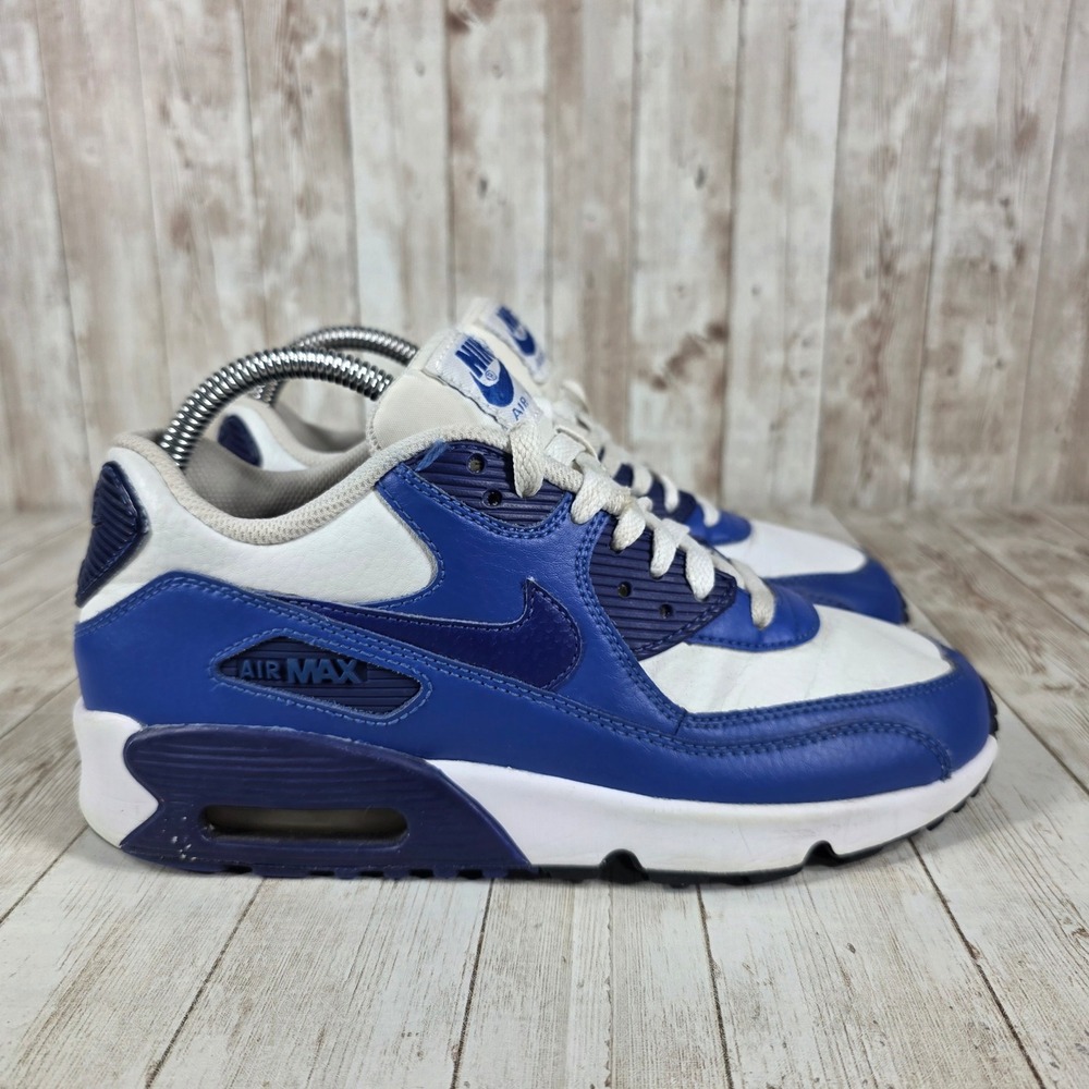 Nike Air Max 90 Sneakers Blue White Athletic Shoes Youth Size 6.5Y 8‎